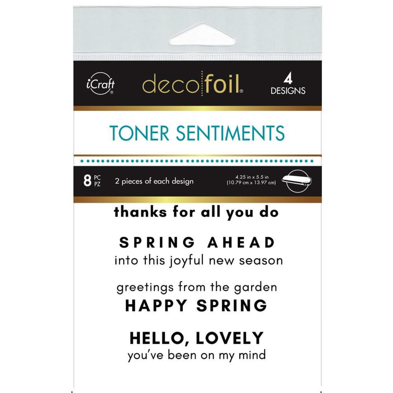 Deco Foil Toner Sentiments Pack 4.25" X 5.5" 8/Pkg Spring Ahead