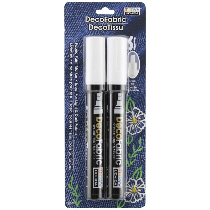 Uchida DecoFabric Opaque Paint Marker Chisel Tip 2/Pkg - White