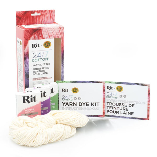 Lion Brand - 24/7 Cotton Yarn Dye Rit Kit Petal Pink, Purple, Kelly Green - 
107-615M