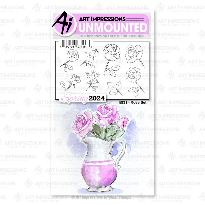 Art Impressions Watercolour Cling Rubber Stamps Rose