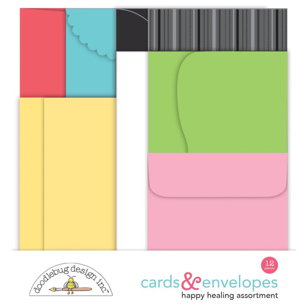 Doodlebug Cards & Envelopes 12/Pkg Happy Healing Assortment - 8035*
