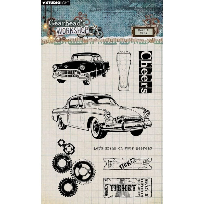 Studio Light Gearhead's Workshop Clear Stamps Nr. 674, Beer & Cars