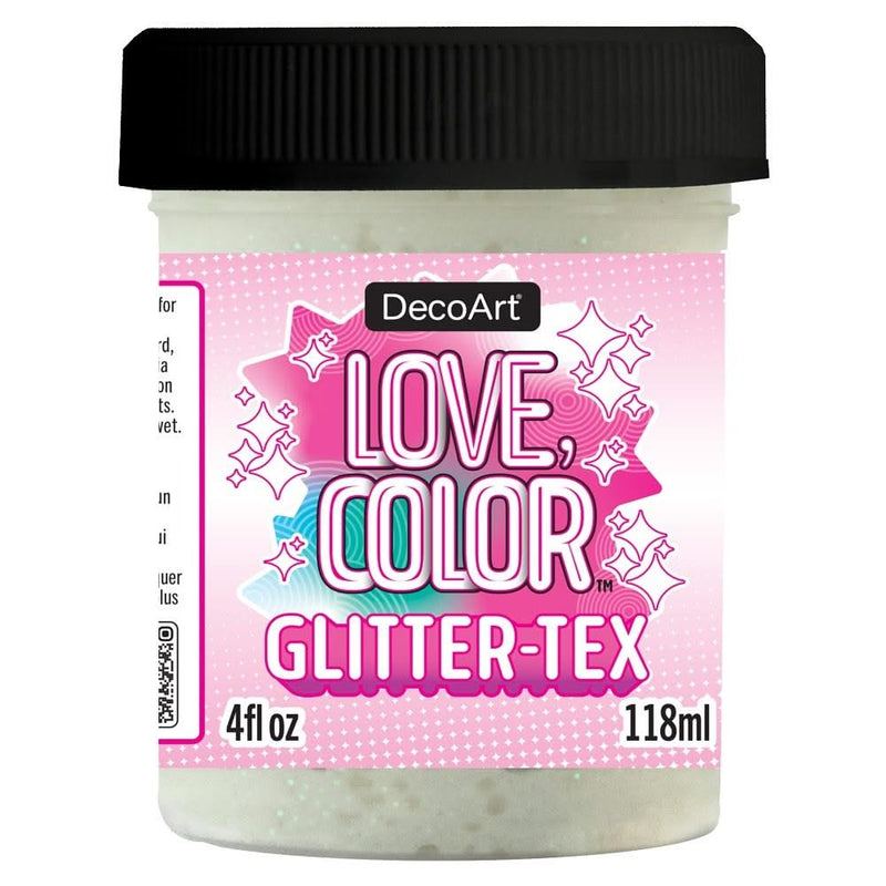 DecoArt Love Colour Glitter-Tex 4oz White