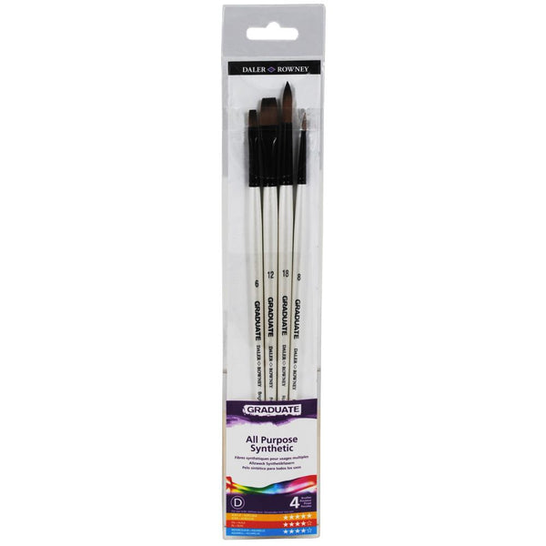 Daler-Rowney Graduate All Purpose Synthetic Brush Set 3/Pkg Long Handle*