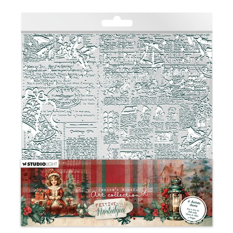 Jenine's Mindful Art Acetate Sheets 6/Pkg Nr. 09, Festive Nostalgia*