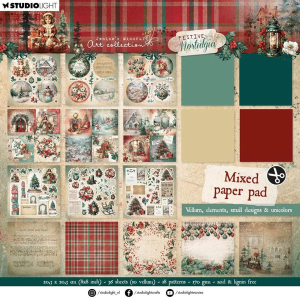 Jenine's Mixed Art Mixed Paper Pad 36/Pkg Nr. 254, Festive Nostalgia*