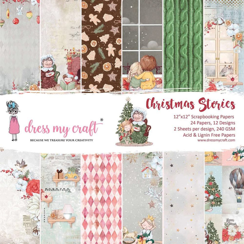Dress My Craft Single-Sided Paper Pad 12"X12" 24/Pkg Christmas Stories, 12 Designs/2 Each*
