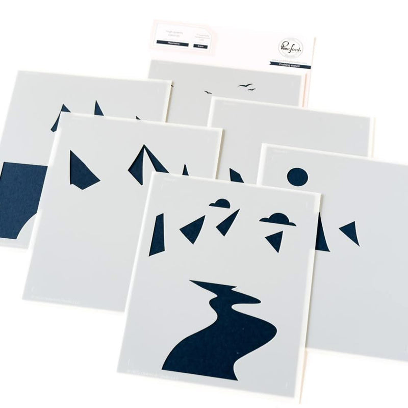 Pinkfresh Studio Stencils 4.25"X5.5" 6/Pkg Mountains*