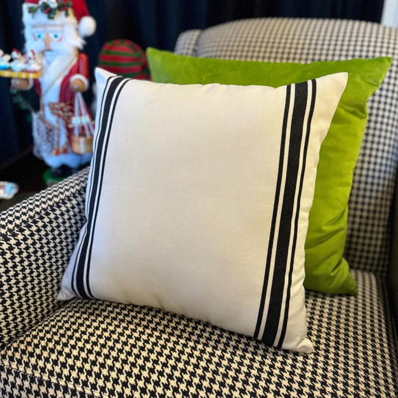 Aunt Martha's - Grain Sack Pillow Cover - 100% Cotton Twill Natural Black Stripe*
