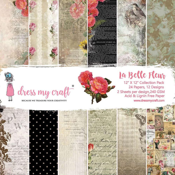 Dress My Craft Single-Sided Paper Pad 12"X12" 24/Pkg La Belle Fleur*