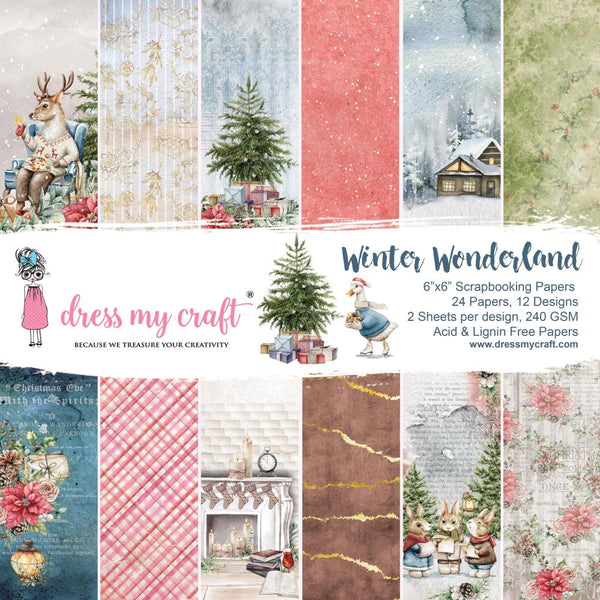 Dress My Craft Single-Sided Paper Pad 6"X6" 24/Pkg Winter Wonderland