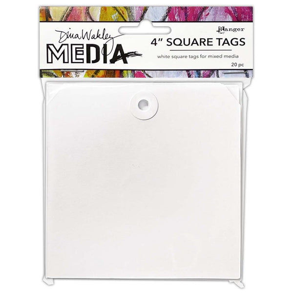 Dina Wakley MEdia Square Tags With Reinforced Holes 4"
