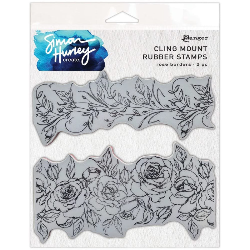 Simon Hurley create. Cling Mount Stamp 6"X6" Rose Borders*