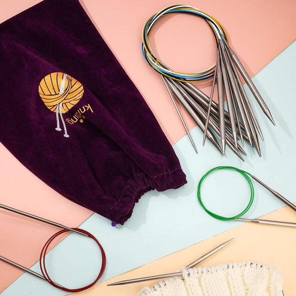 Poppy Crafts Stainless Steel Circular Knitting Needle Set