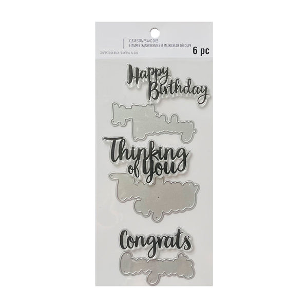 Poppy Crafts Cutting Dies & Stamp Set - Well Wishes