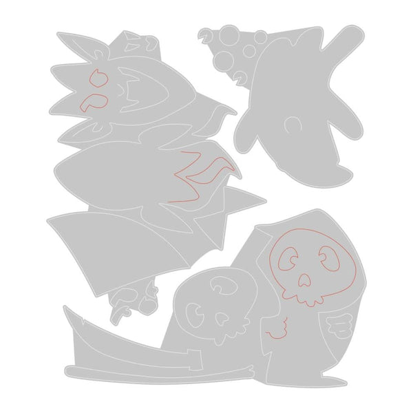 Sizzix Thinlits Die & Stamp Set By Pete Hughes 3/Pkg - Spooky Friends*