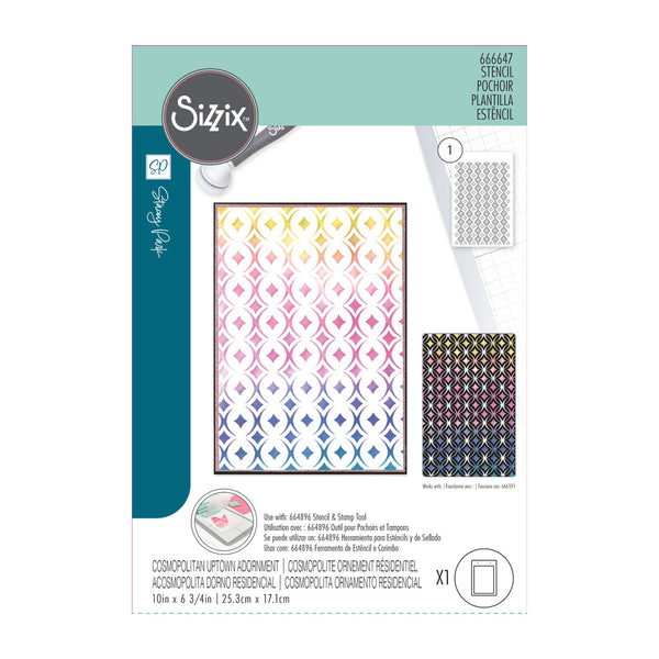 Sizzix A5 Cosmopolitan Stencil By Stacey Park - Uptown Adornment