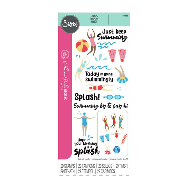 Sizzix Clear Stamps Set By Catherine Pooler 29/Pkg - Synchronized Swimmers*
