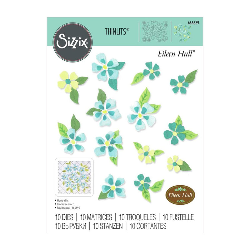 Sizzix Thinlits Dies By Eileen Hull 12/Pkg - Painterly Blooms & Background*