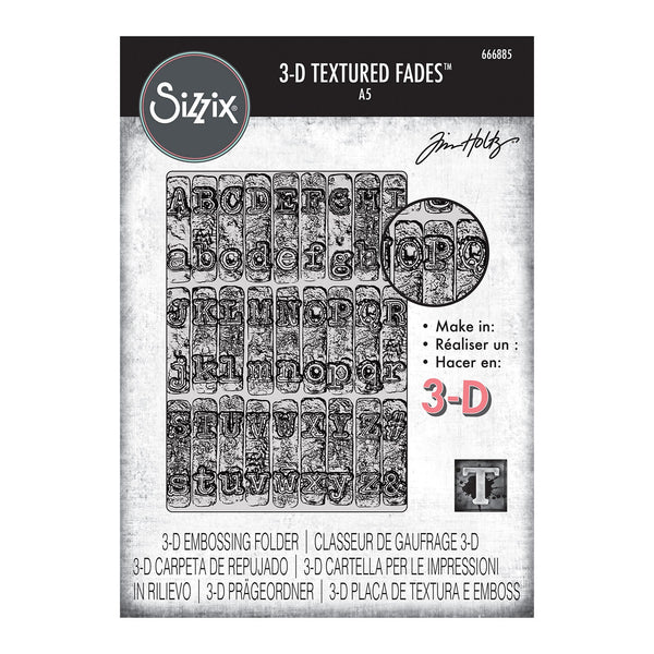 Sizzix 3D Texture Fades Embossing Folder A5 By Tim Holtz - Typewriter