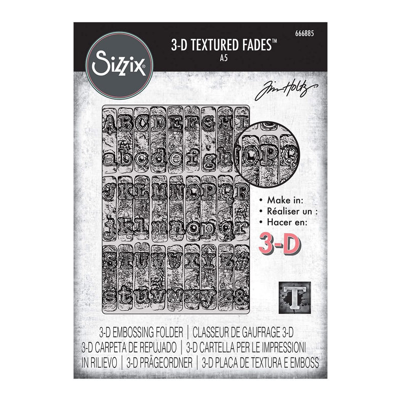 Sizzix 3D Texture Fades Embossing Folder A5 By Tim Holtz - Typewriter