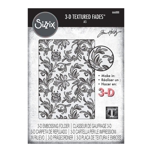 Sizzix 3D Texture Fades Embossing Folder A5 By Tim Holtz - Botanical