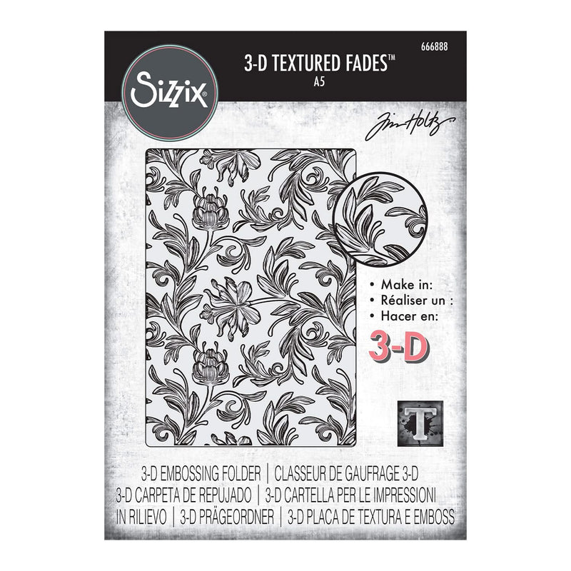 Sizzix 3D Texture Fades Embossing Folder A5 By Tim Holtz - Botanical