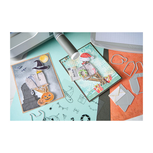 Sizzix Clear Stamps Set 8/Pkg w/ 6/Pkg Framelits Die Set by 49 and Market - Letter Drop