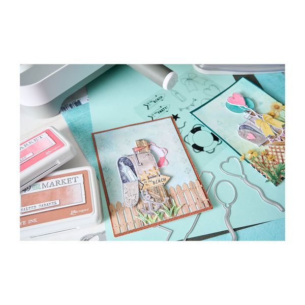Sizzix Clear Stamps Set 13/Pkg w/ 12/Pkg Framelits Die Set by 49 and Market - Holiday Drop