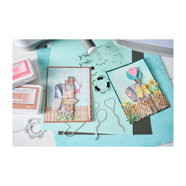 Sizzix Clear Stamps Set 13/Pkg w/ 12/Pkg Framelits Die Set by 49 and Market - Holiday Drop