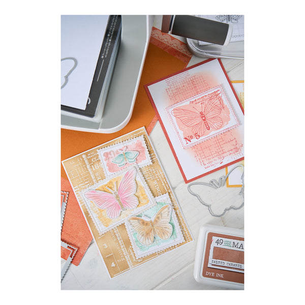 Sizzix Clear Stamps Set 11/Pkg w/ 10/Pkg Framelits Die Set by 49 & Market - Postage Wings
