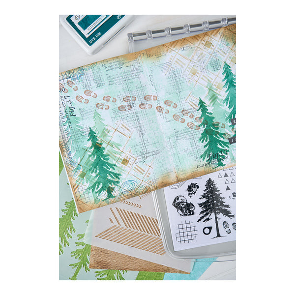 Sizzix Clear Stamps Set 13/Pkg w/ 2/Pkg Stencils Set by 49 & Market - Outdoor Essentials