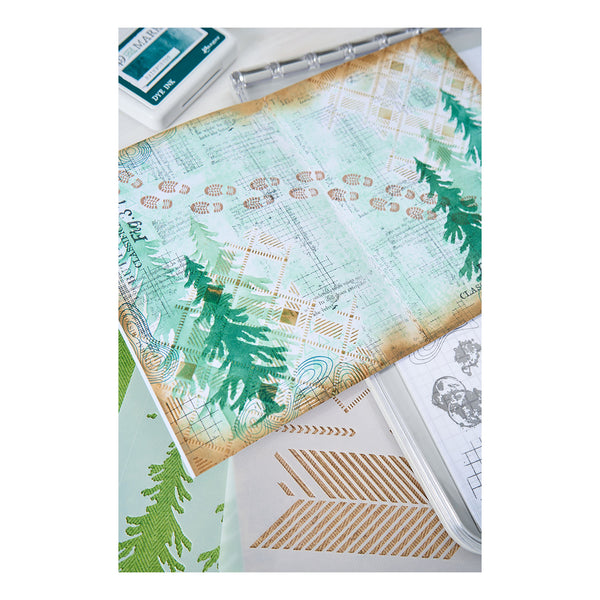 Sizzix Clear Stamps Set 13/Pkg w/ 2/Pkg Stencils Set by 49 & Market - Outdoor Essentials