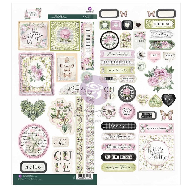 Prima Marketing Stickers 55/Pkg Serene Petals^