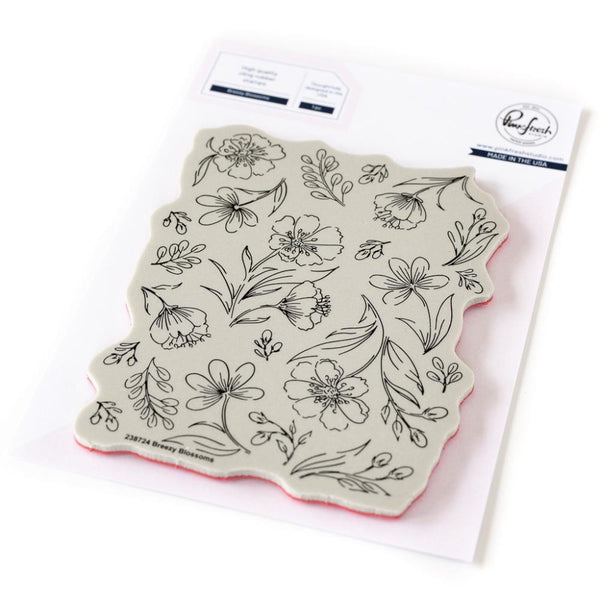 Pinkfresh Studio Cling Stamp Set 4.25"X5.5" Breezy Blossoms