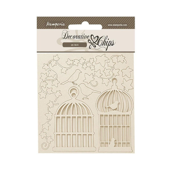 Stamperia Decorative Chips 5.5"x 5.5" - Golden Harmony - Cages