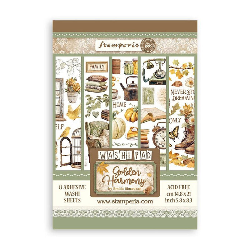 Stamperia A5 Washi Pad 8/Pkg - Golden Harmony