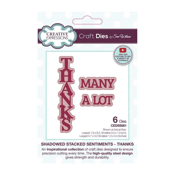Creative Expressions Craft Dies By Sue Wilson  - Shadowed Stacked Sentiment - Thanks*