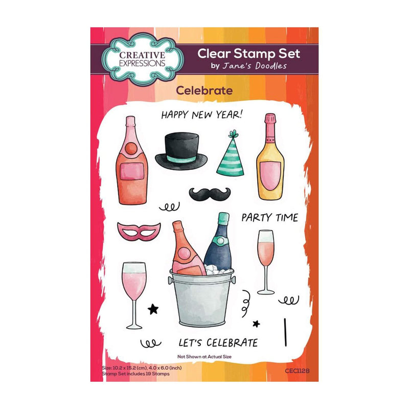 Creative Expressions Jane's Doodles Clear Stamp 4"x 6" - Celebrate*