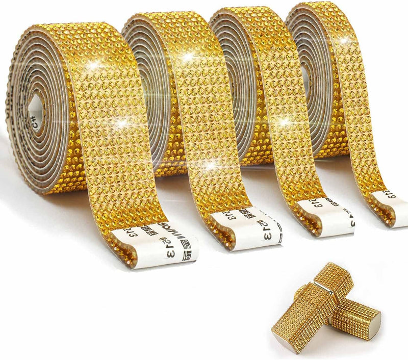 Poppy Crafts Self-adhesive Diamond Rhinestone Ribbon - Gold Medal 4 Pack*