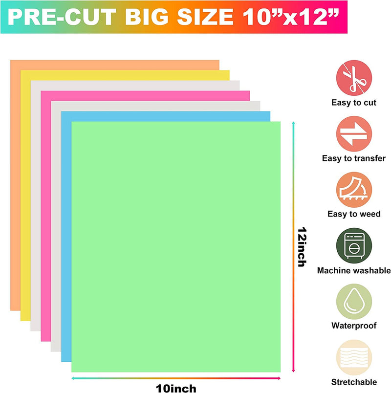 Poppy Crafts Glow in the Dark Heat Transfer Vinyl 7 pk - 10‚Äú x 12"*
