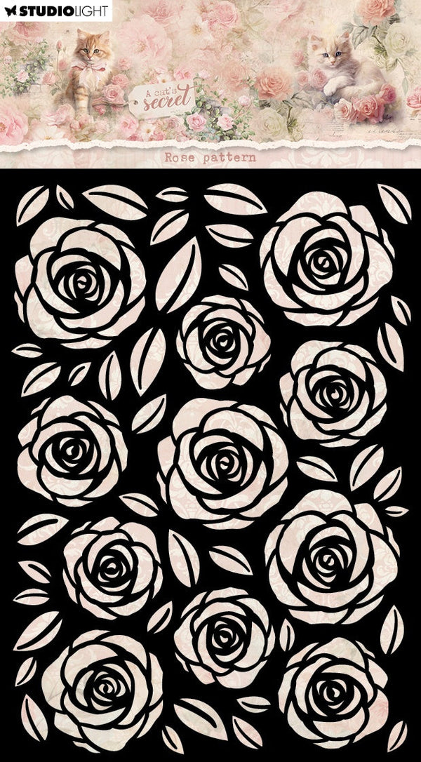 Studio Light A Cat's Secret Stencil 4.13"X5.83" Rose Pattern