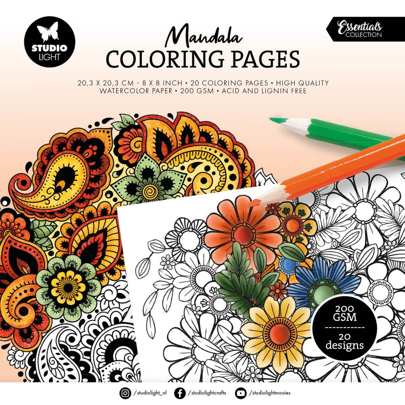 Studio Light Colouring Pages 20/Pkg Mandala