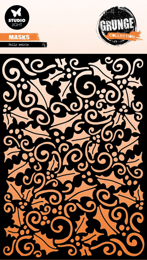 Studio Light Grunge Stencil 5.9"X8.27" Holly Swirl