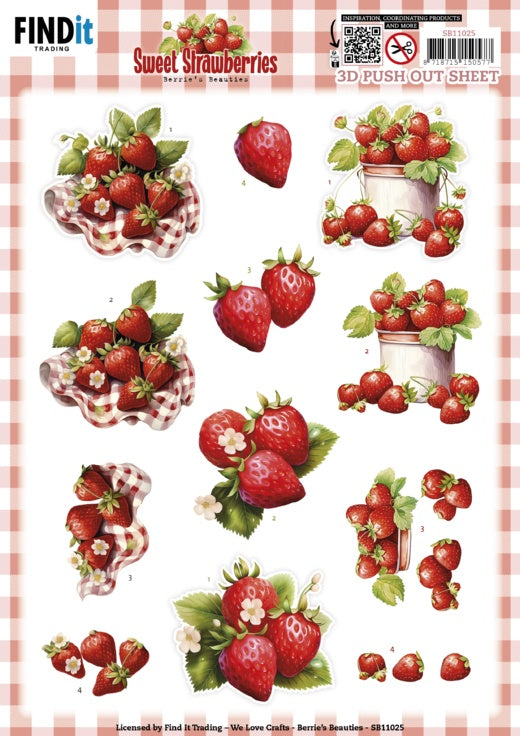 Find It Trading Berries Beauties 3D Push Out Sheet Pure Strawberries, Sweet Strawberries