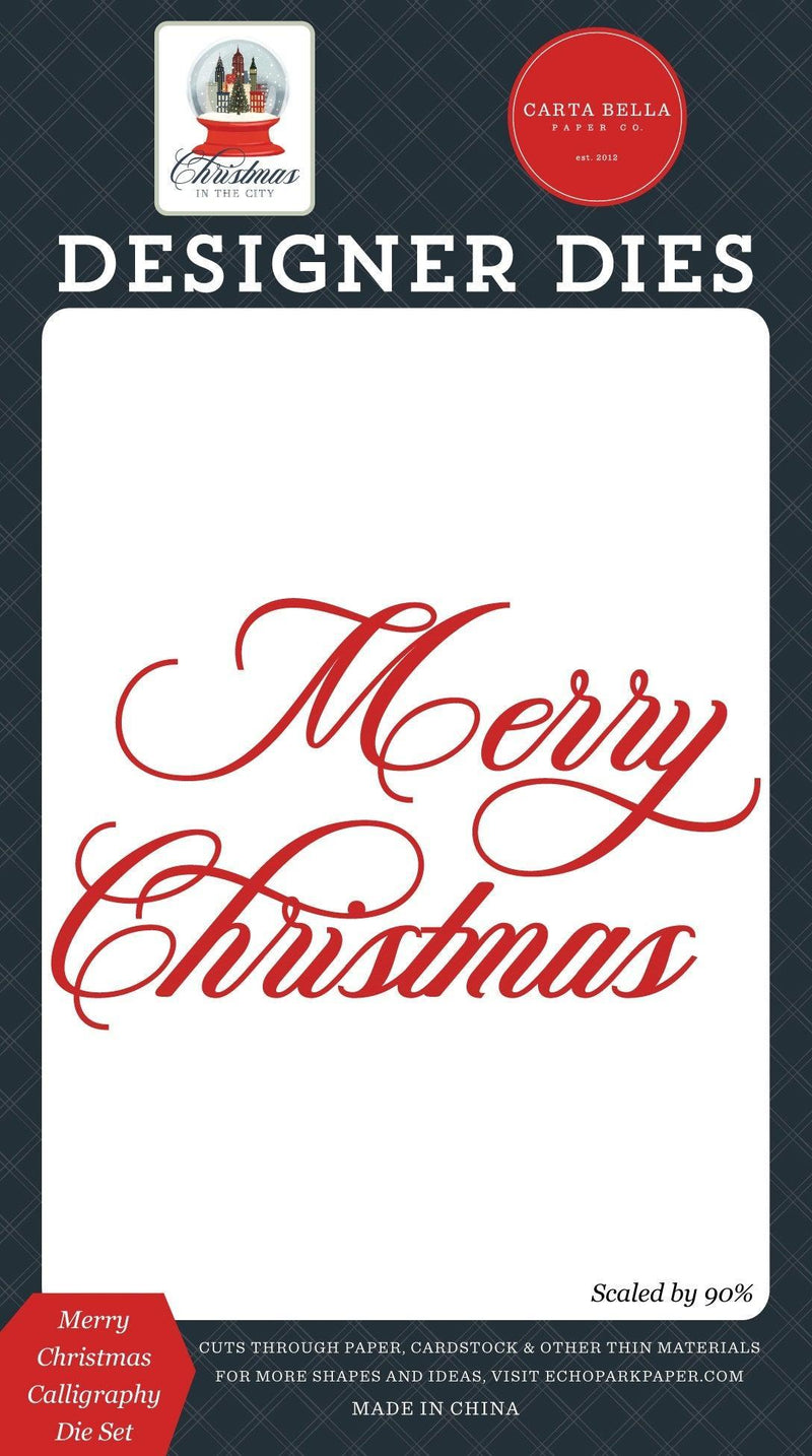 Carta Bella Christmas In The City Small Die Set Merry Christmas Calligraphy