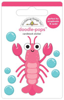 Doodlebug Doodle-Pops 3D Sticker Louie Lobster, Summer Fun