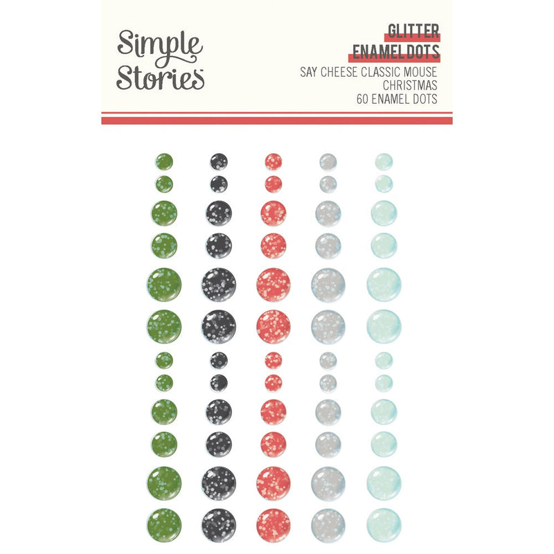 Simple Stories Glitter Enamel Dots 60/Pkg Say Cheese Classic Mouse Christmas