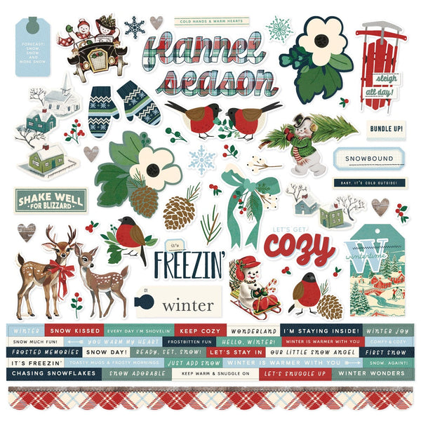 Simple Stories Cardstock Stickers 12"X12" Simple Vintage Flannel Season