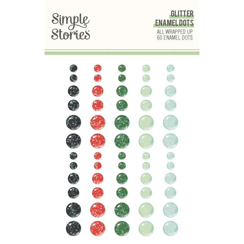 Simple Stories Glitter Enamel Dots 60/Pkg All Wrapped Up